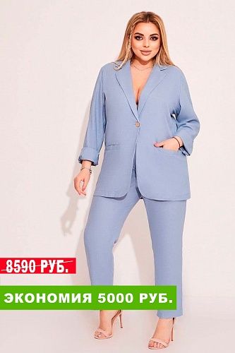 картинка льняной брючный костюм голубой от магазина Shoppingcore.ru картинка льняной брючный костюм голубой от магазина Shoppingcore.ru